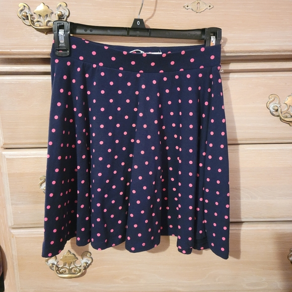 So Navy Mini Skirt with Pink Polka Dots Size Small - Picture 1 of 2